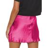 imageALCEA ROSEA Womens Satin Silky Lace Trim Split Mini Skirt Slit Hem High Waist ALine Short Skirt Solid Slit Skirts for WomenRose Red