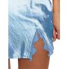 imageALCEA ROSEA Womens Satin Silky Lace Trim Split Mini Skirt Slit Hem High Waist ALine Short Skirt Solid Slit Skirts for WomenSky Blue