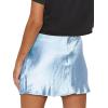 imageALCEA ROSEA Womens Satin Silky Lace Trim Split Mini Skirt Slit Hem High Waist ALine Short Skirt Solid Slit Skirts for WomenSky Blue