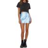 imageALCEA ROSEA Womens Satin Silky Lace Trim Split Mini Skirt Slit Hem High Waist ALine Short Skirt Solid Slit Skirts for WomenSky Blue
