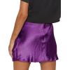 imageALCEA ROSEA Womens Satin Silky Lace Trim Split Mini Skirt Slit Hem High Waist ALine Short Skirt Solid Slit Skirts for WomenViolet