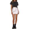 imageALCEA ROSEA Womens Satin Silky Lace Trim Split Mini Skirt Slit Hem High Waist ALine Short Skirt Solid Slit Skirts for WomenWhite