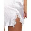imageALCEA ROSEA Womens Satin Silky Lace Trim Split Mini Skirt Slit Hem High Waist ALine Short Skirt Solid Slit Skirts for WomenWhite