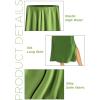 imageALCEA ROSEA Womens Silky Satin Long Skirt High Waist Elastic Waist A Line Flared Skirt with Slit 7819Khaki L7819apple Green