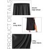 imageALCEA ROSEA Womens Silky Satin Long Skirt High Waist Elastic Waist A Line Flared Skirt with Slit 7819Khaki L7819black