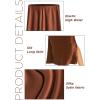 imageALCEA ROSEA Womens Silky Satin Long Skirt High Waist Elastic Waist A Line Flared Skirt with Slit 7819Khaki L7819brown