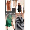 imageALCEA ROSEA Womens Silky Satin Long Skirt High Waist Elastic Waist A Line Flared Skirt with Slit 7819Khaki L7819brown