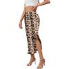 imageALCEA ROSEA Womens Silky Satin Long Skirt High Waist Elastic Waist A Line Flared Skirt with Slit 7819Khaki L7819cheetah