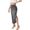 imageALCEA ROSEA Womens Silky Satin Long Skirt High Waist Elastic Waist A Line Flared Skirt with Slit 7819Khaki L7819dark Grey