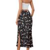 imageALCEA ROSEA Womens Silky Satin Long Skirt High Waist Elastic Waist A Line Flared Skirt with Slit 7819Khaki L7819jet Black