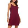 imageALCEA ROSEA Womens Full Slips Cami Long Slip Dress Nightgown Sexy Mesh V Neck Under Dresses Chmeise Lingerie Sleepwear 3956Wine