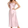 imageALCEA ROSEA Womens Long Satin Slip Dress Nightgowns Sexy Lingerie Adjustable Strap Midi Dress Silky Gown V Neck Under DressNude Pink