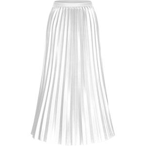 imageALCEA ROSEA Womens Pleated Midi Skirt High Waist Knitted Solid Casual Skirt 7855White7855