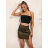 imageALCEA ROSEA Faux Suede Leopard Mini Skirt for Women High Waist Sexy Skirt with SlitArmy Green