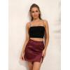 imageALCEA ROSEA Faux Suede Leopard Mini Skirt for Women High Waist Sexy Skirt with SlitWine