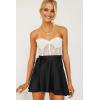 imageALCEA ROSEA Silky Satin Mini Skirt for Women Adjustable Self Tie High Waist Flowy Casual Short Skater Short Skirt 7821Black