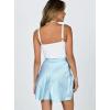imageALCEA ROSEA Silky Satin Mini Skirt for Women Adjustable Self Tie High Waist Flowy Casual Short Skater Short Skirt 7821Blue