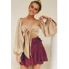 imageALCEA ROSEA Silky Satin Mini Skirt for Women Adjustable Self Tie High Waist Flowy Casual Short Skater Short Skirt 7821Burgundy