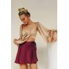 imageALCEA ROSEA Silky Satin Mini Skirt for Women Adjustable Self Tie High Waist Flowy Casual Short Skater Short Skirt 7821Burgundy