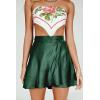 imageALCEA ROSEA Silky Satin Mini Skirt for Women Adjustable Self Tie High Waist Flowy Casual Short Skater Short Skirt 7821Dark Green