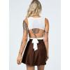 imageALCEA ROSEA Silky Satin Mini Skirt for Women Adjustable Self Tie High Waist Flowy Casual Short Skater Short Skirt 7821Khaki