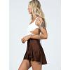 imageALCEA ROSEA Silky Satin Mini Skirt for Women Adjustable Self Tie High Waist Flowy Casual Short Skater Short Skirt 7821Khaki