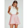 imageALCEA ROSEA Silky Satin Mini Skirt for Women Adjustable Self Tie High Waist Flowy Casual Short Skater Short Skirt 7821Pink