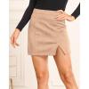 imageALCEA ROSEA Women Faux Suede Mini Skirt High Waist Side Split Zipper Bodycon Short SkirtBeige