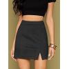 imageALCEA ROSEA Women Faux Suede Mini Skirt High Waist Side Split Zipper Bodycon Short SkirtBlack