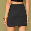 imageALCEA ROSEA Women Faux Suede Mini Skirt High Waist Side Split Zipper Bodycon Short SkirtBlack