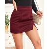 imageALCEA ROSEA Women Faux Suede Mini Skirt High Waist Side Split Zipper Bodycon Short SkirtBurgundy