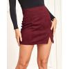 imageALCEA ROSEA Women Faux Suede Mini Skirt High Waist Side Split Zipper Bodycon Short SkirtBurgundy