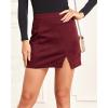 imageALCEA ROSEA Women Faux Suede Mini Skirt High Waist Side Split Zipper Bodycon Short SkirtBurgundy