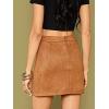 imageALCEA ROSEA Women Faux Suede Mini Skirt High Waist Side Split Zipper Bodycon Short SkirtKhaki