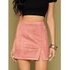 imageALCEA ROSEA Women Faux Suede Mini Skirt High Waist Side Split Zipper Bodycon Short SkirtPink