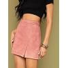 imageALCEA ROSEA Women Faux Suede Mini Skirt High Waist Side Split Zipper Bodycon Short SkirtPink