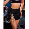 imageALCEA ROSEA Women Sparkly Sequin Mini Skirt Low Waist Glitter Skirt Bodycon Sexy Night Out Party Skirts for WomenBlack
