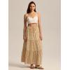 imageALCEA ROSEA Womens Boho Tiered Maxi Skirt Elastic High Wasited Flowy Ruffle Beach Vacation Summer Long Skirt with Pocket78897890beige
