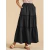 imageALCEA ROSEA Womens Boho Tiered Maxi Skirt Elastic High Wasited Flowy Ruffle Beach Vacation Summer Long Skirt with Pocket78897890black