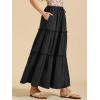 imageALCEA ROSEA Womens Boho Tiered Maxi Skirt Elastic High Wasited Flowy Ruffle Beach Vacation Summer Long Skirt with Pocket78897890black
