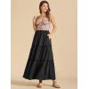 imageALCEA ROSEA Womens Boho Tiered Maxi Skirt Elastic High Wasited Flowy Ruffle Beach Vacation Summer Long Skirt with Pocket78897890black