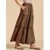 imageALCEA ROSEA Womens Boho Tiered Maxi Skirt Elastic High Wasited Flowy Ruffle Beach Vacation Summer Long Skirt with Pocket78897890brown