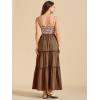 imageALCEA ROSEA Womens Boho Tiered Maxi Skirt Elastic High Wasited Flowy Ruffle Beach Vacation Summer Long Skirt with Pocket78897890brown