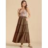 imageALCEA ROSEA Womens Boho Tiered Maxi Skirt Elastic High Wasited Flowy Ruffle Beach Vacation Summer Long Skirt with Pocket78897890brown