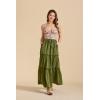imageALCEA ROSEA Womens Boho Tiered Maxi Skirt Elastic High Wasited Flowy Ruffle Beach Vacation Summer Long Skirt with Pocket78897890dark Green