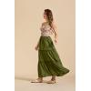 imageALCEA ROSEA Womens Boho Tiered Maxi Skirt Elastic High Wasited Flowy Ruffle Beach Vacation Summer Long Skirt with Pocket78897890dark Green