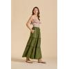 imageALCEA ROSEA Womens Boho Tiered Maxi Skirt Elastic High Wasited Flowy Ruffle Beach Vacation Summer Long Skirt with Pocket78897890dark Green
