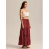 imageALCEA ROSEA Womens Boho Tiered Maxi Skirt Elastic High Wasited Flowy Ruffle Beach Vacation Summer Long Skirt with Pocket78897890red