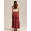 imageALCEA ROSEA Womens Boho Tiered Maxi Skirt Elastic High Wasited Flowy Ruffle Beach Vacation Summer Long Skirt with Pocket78897890red