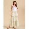 imageALCEA ROSEA Womens Boho Tiered Maxi Skirt Elastic High Wasited Flowy Ruffle Beach Vacation Summer Long Skirt with Pocket78897891beige